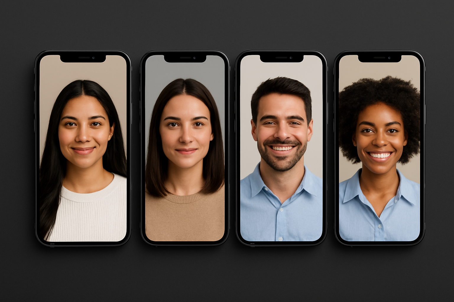 AI avatar examples shown on smartphones